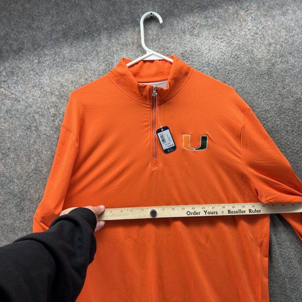 Miami Hurricanes Pullover Mens Large Orange College Golf Johnnie-O Quarter Zip - Picture 9 of 10